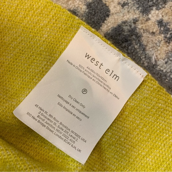 Bright West Elm Yellow Lime Fringe Throw - Picture 3 of 3
